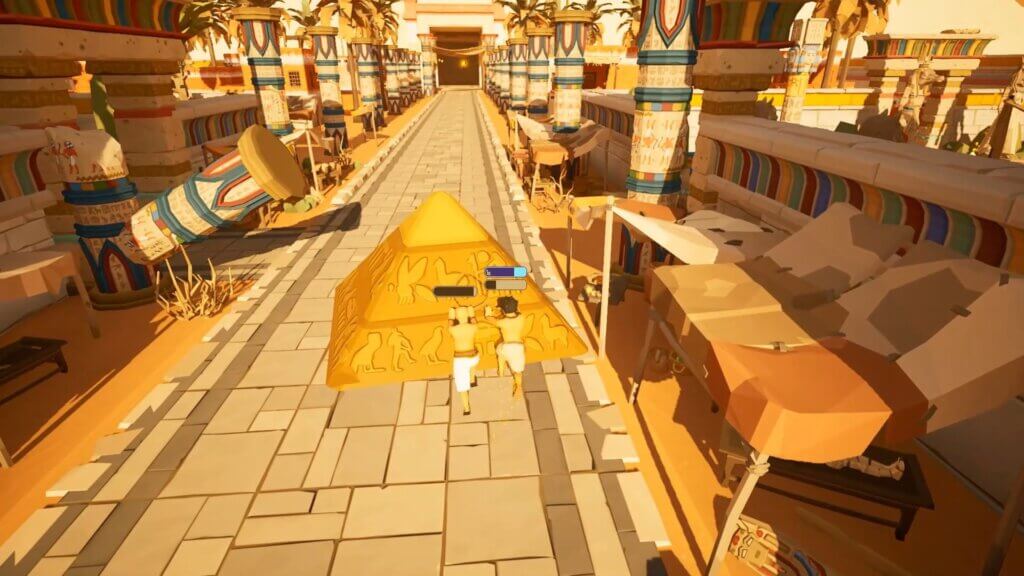 Teamwork is the key to overcome the obstacles and get the Pyramidion to the top