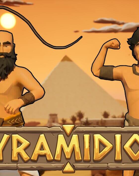 Pyramidion logo with two main characters