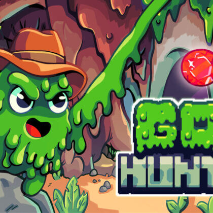 Goo Hunter key art with slime protagonist and red gem
