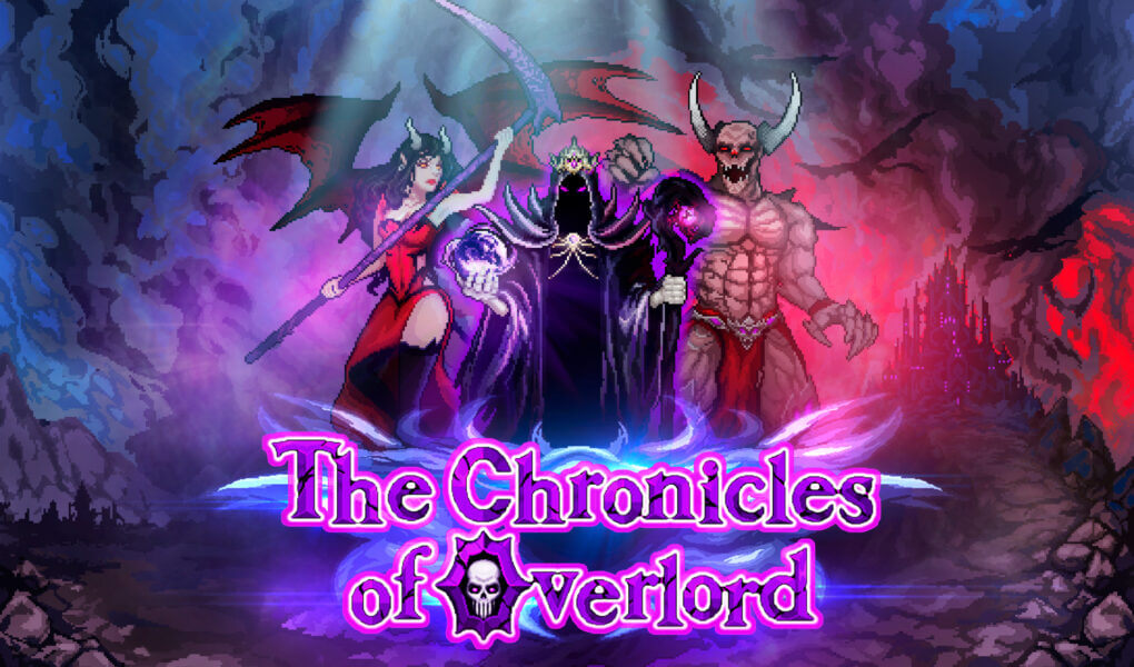 Main artwork for The Chronicles of Overlord featuring the Overlord and his demonic allies.