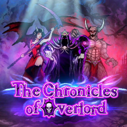 Main artwork for The Chronicles of Overlord featuring the Overlord and his demonic allies.