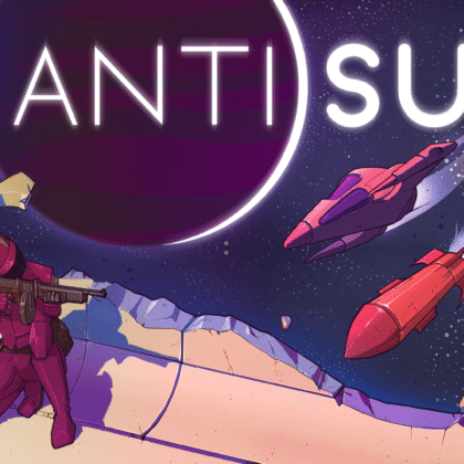 Antisuns promotional art featuring crew members and spacecraft.
