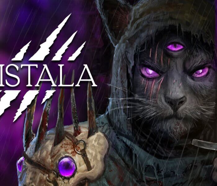 Kristala main character a shaman cat with three purple eyes