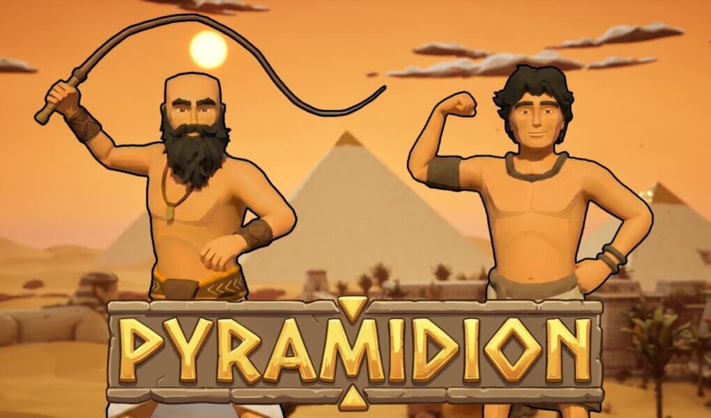 Pyramidion logo with two main characters