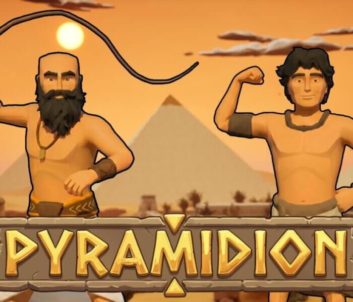 Pyramidion logo with two main characters