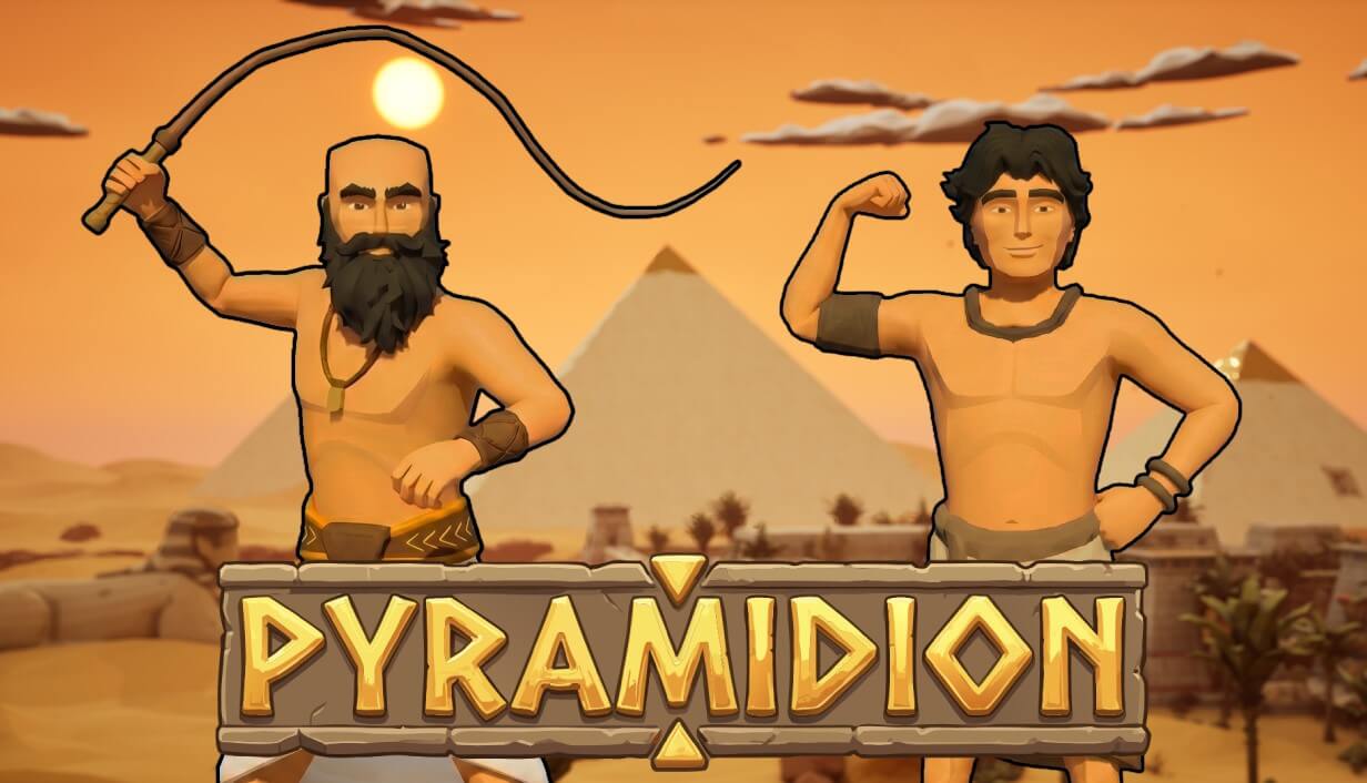 Pyramidion logo with two main characters